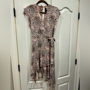 BCBGMAXAZRIA pink cheetah wrap dress